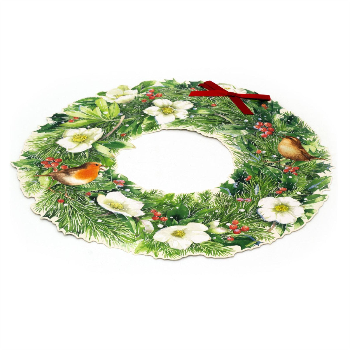 Winter Robin & Holly Wreath Advent Calendar | Large Christmas Advent Calendar Advent Calendar - Tophatter Daily Deals