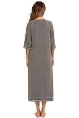 Zip Up Slit Round Neck Night Dress with Pockets Sleep Dresses - Tophatter Daily Deals