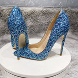 Blue Sequined High Heel Wedding Shoes Everyday 0 - Tophatter Daily Deals