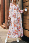 Slit Printed Surplice Long Sleeve Maxi Dress Casual Dresses - Tophatter Daily Deals