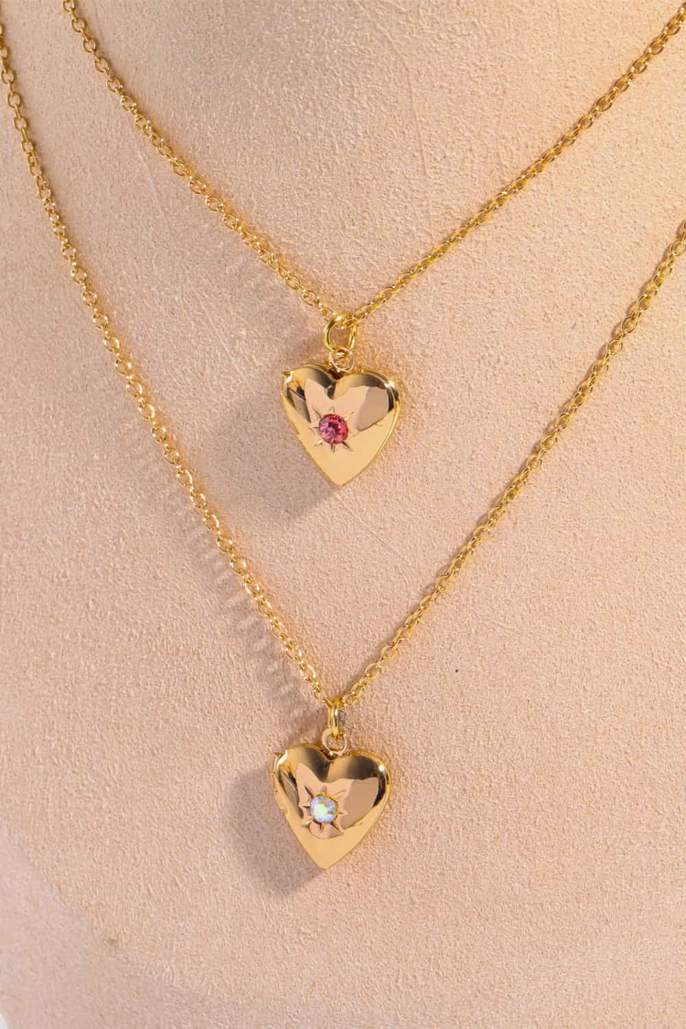 Zircon Heart Shape 14K Gold-Plated Pendant Necklace Necklaces - Tophatter Daily Deals