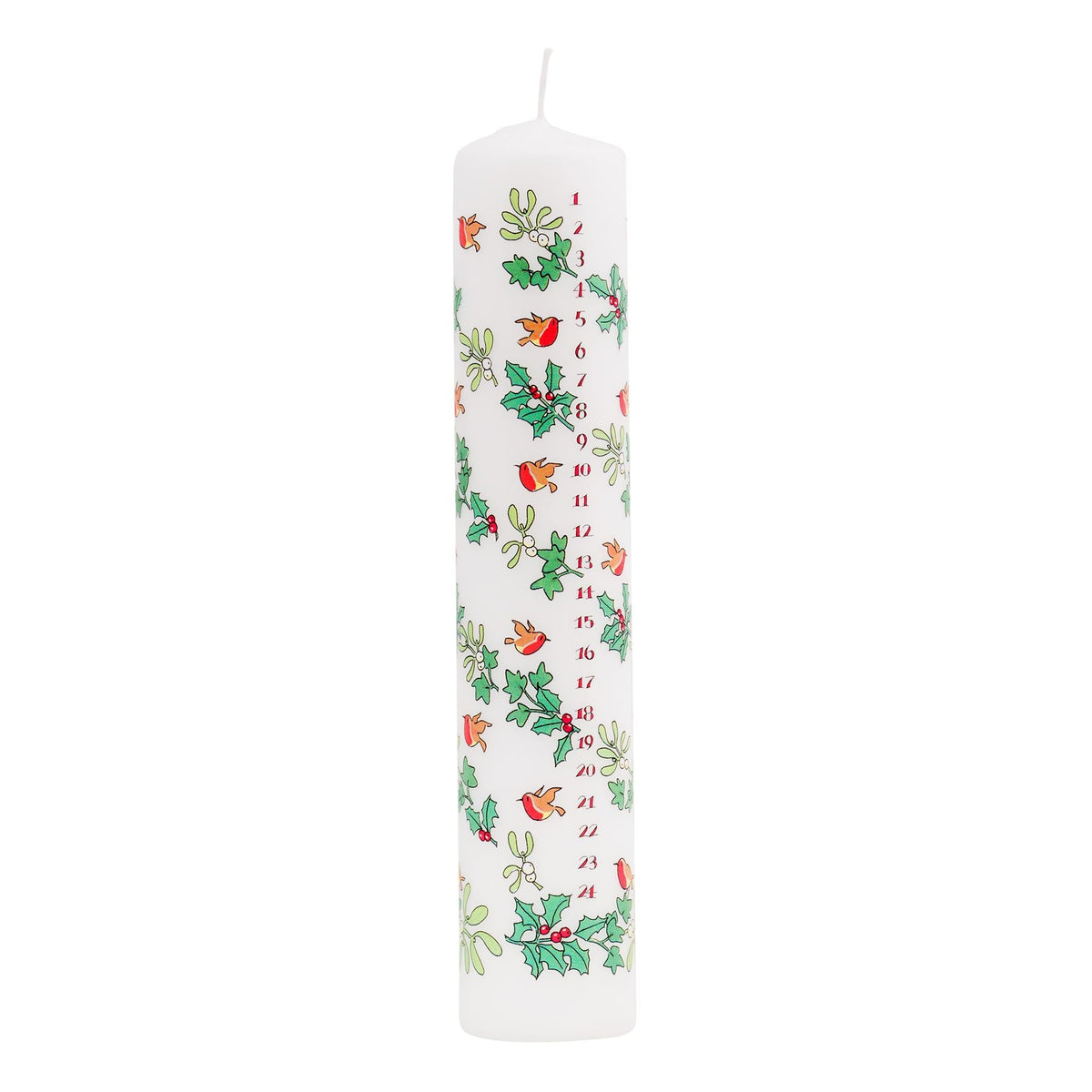 Traditional Countdown To Christmas Advent Dinner Pillar Candle - Holly And The Ivy Design (Large Size) Advent Candle - Tophatter Daily Deals