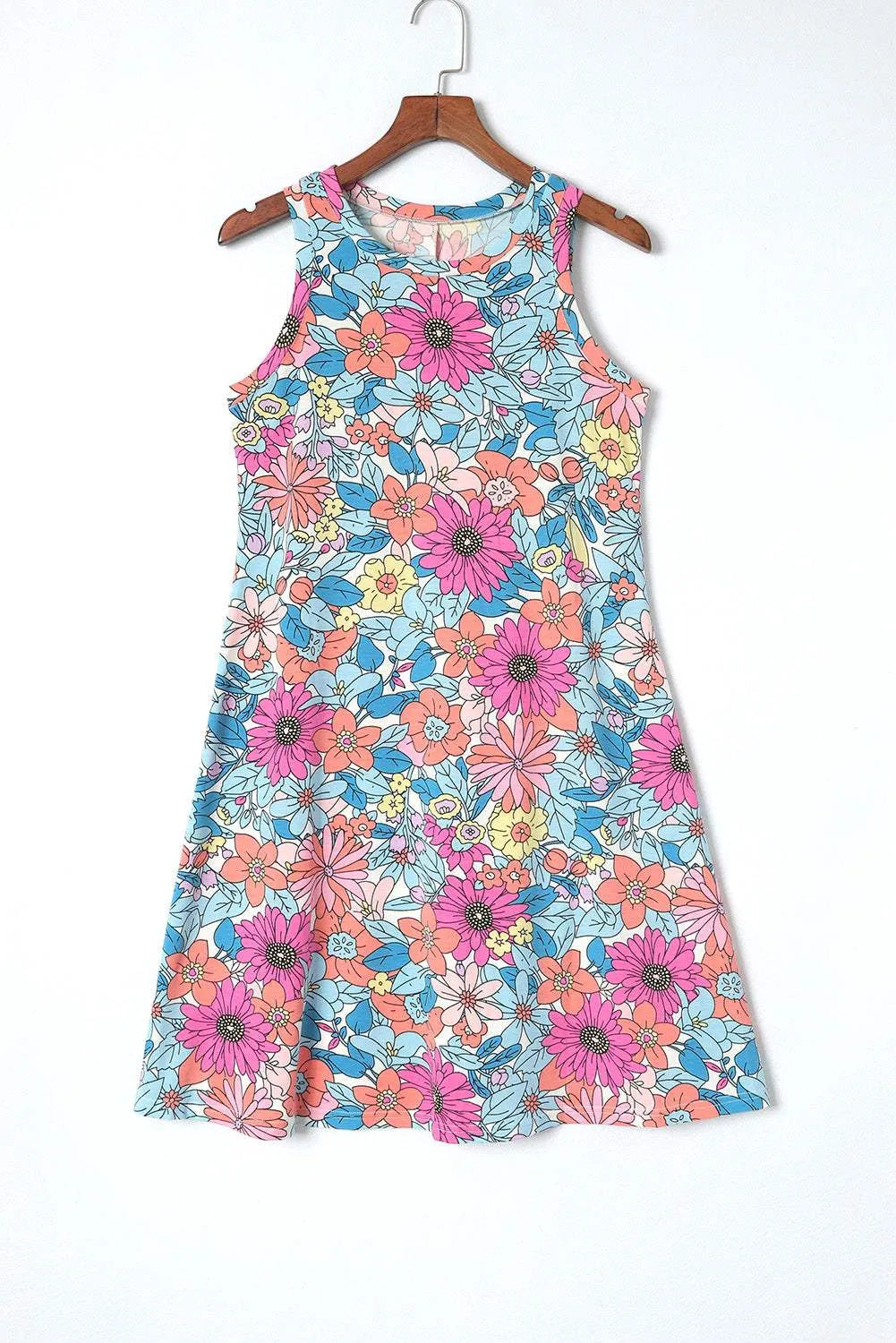 Floral Round Neck Sleeveless Dress Casual Dresses - Tophatter Daily Deals