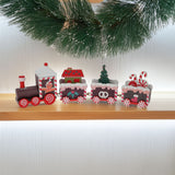 Wooden Christmas Train Set | Mini Toy Train Ornament Festive Decoration - 20cm Train Set - Tophatter Daily Deals