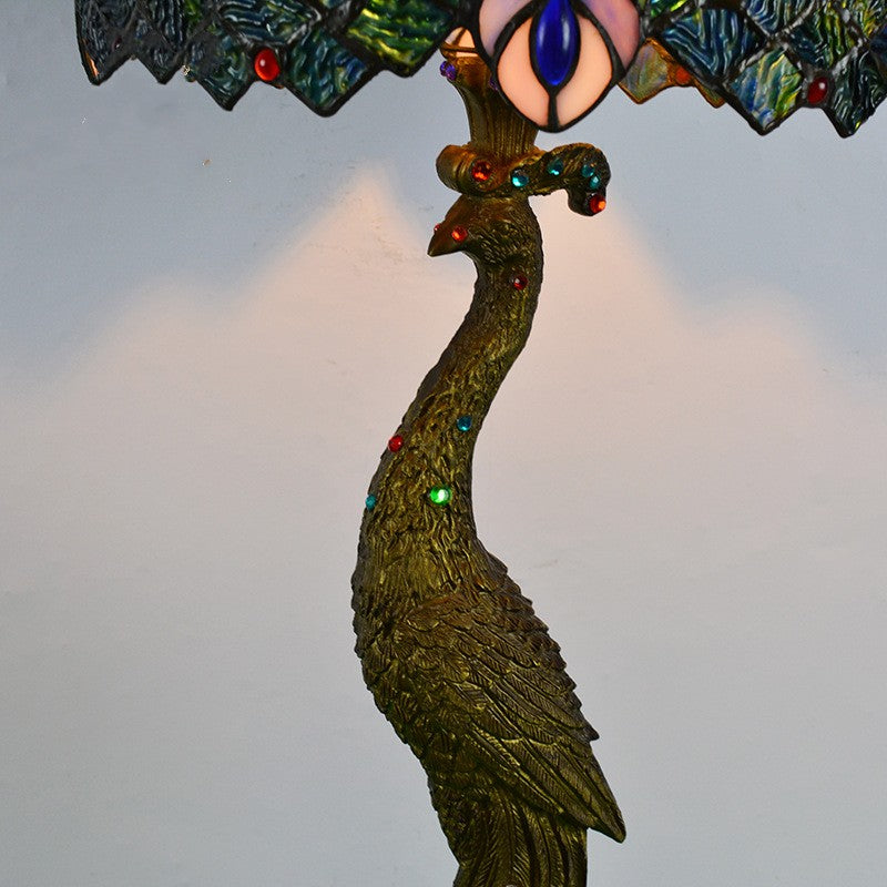 Bedroom Hotel Bedside Peacock Base Table Lamp 0 - Tophatter Daily Deals
