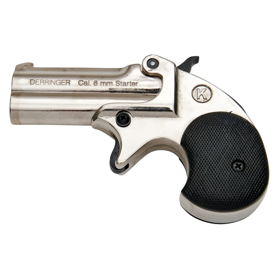 Kimar Old West Replica .22 Caliber Blank Firing Derringer Nickel Finish - Tophatter's Inc. Weapons Store Online Collectible Weapons - Tophatter Daily Deals