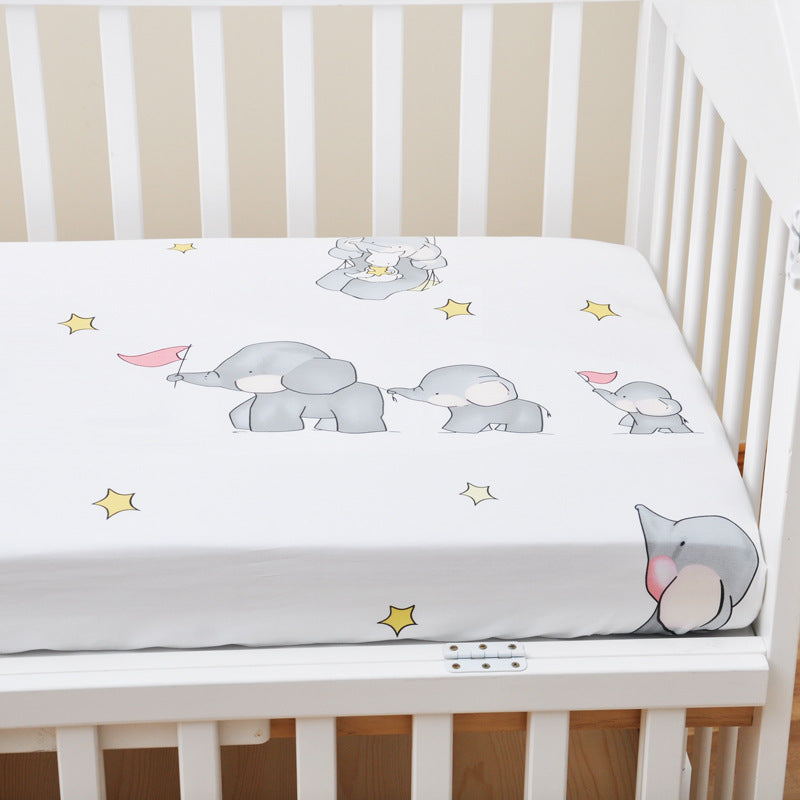 Baby's bed cotton bed sheet baby's mother and baby's products ins children's cartoon bed cover Happy elephant 0 - Tophatter Daily Deals