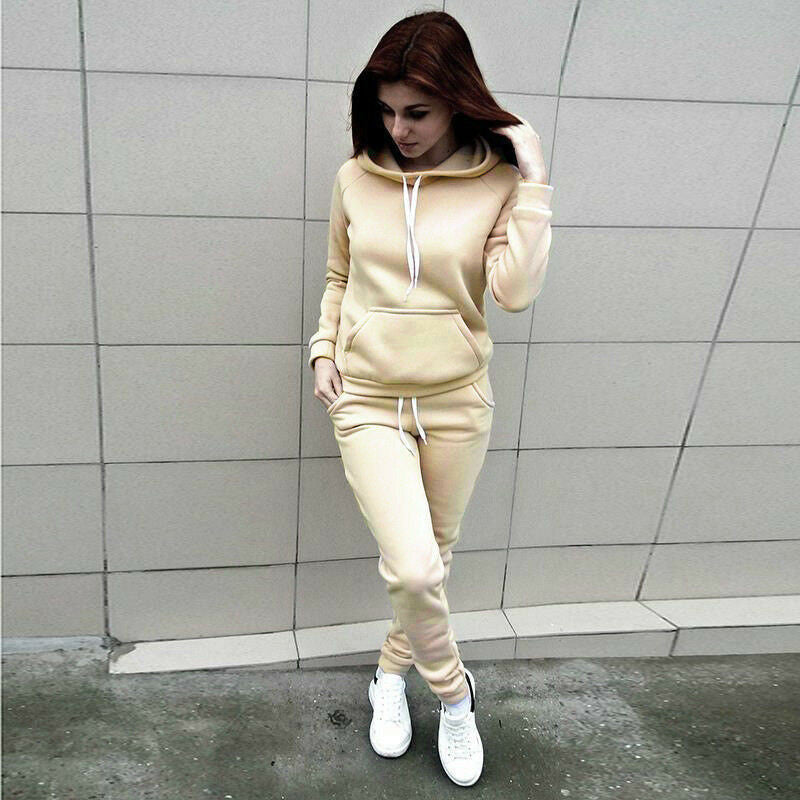 Autumn and winter hooded suit sweater Khaki 0 - Tophatter Daily Deals