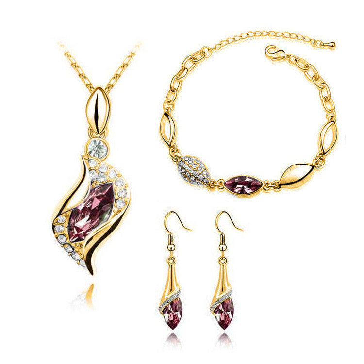 Angel Fairy Horse Eye Zircon Jewelry Set Grape purple 0 - Tophatter Daily Deals