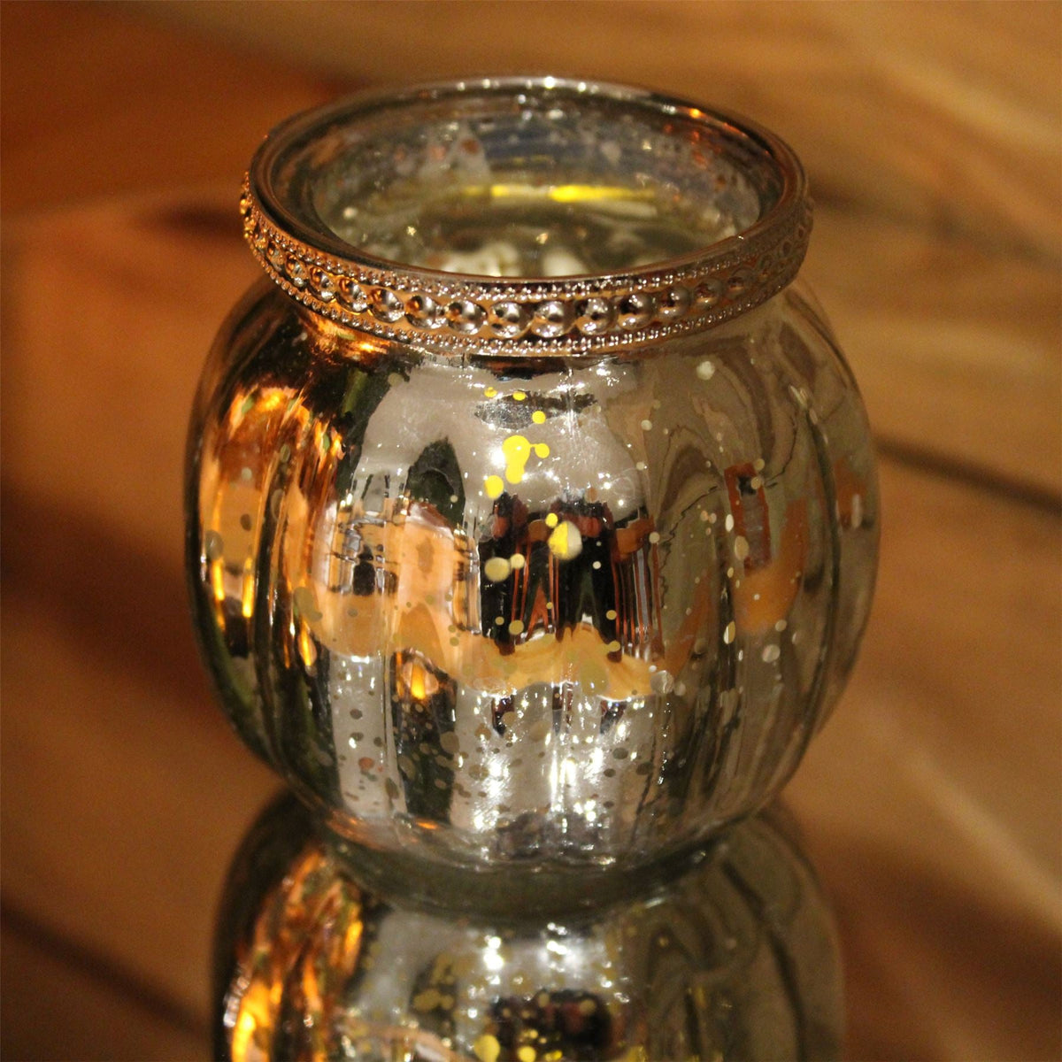 Antique Silver Ribbed Candle Pot Tealight Holder 8cm x 7cm Candle Holder - Tophatter Daily Deals