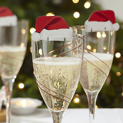 10PcsLot Paper Red Christmas Hat Wine Champagne Tipple Cup Card Christmas Party Table Decor DIY Decorations For Home 0 - Tophatter Daily Deals