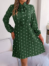 Polka Dot Tie Neck Pleated Dress Casual Dresses - Tophatter Daily Deals