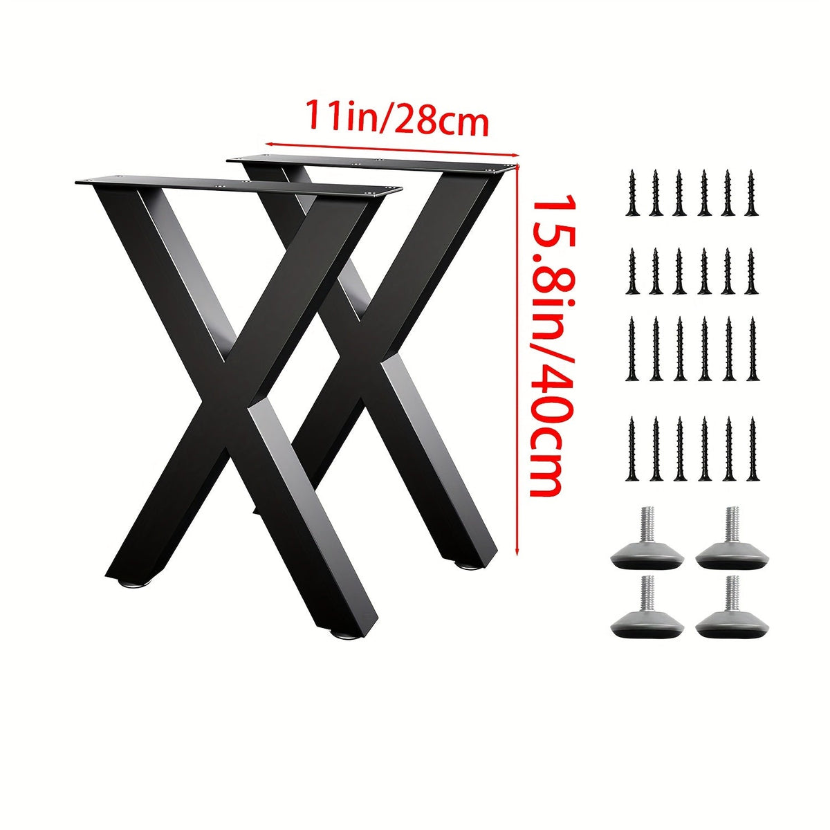 X-Shaped Iron Table Legs Metal Furniture Base (2pcs) Table Accessories - Tophatter Daily Deals