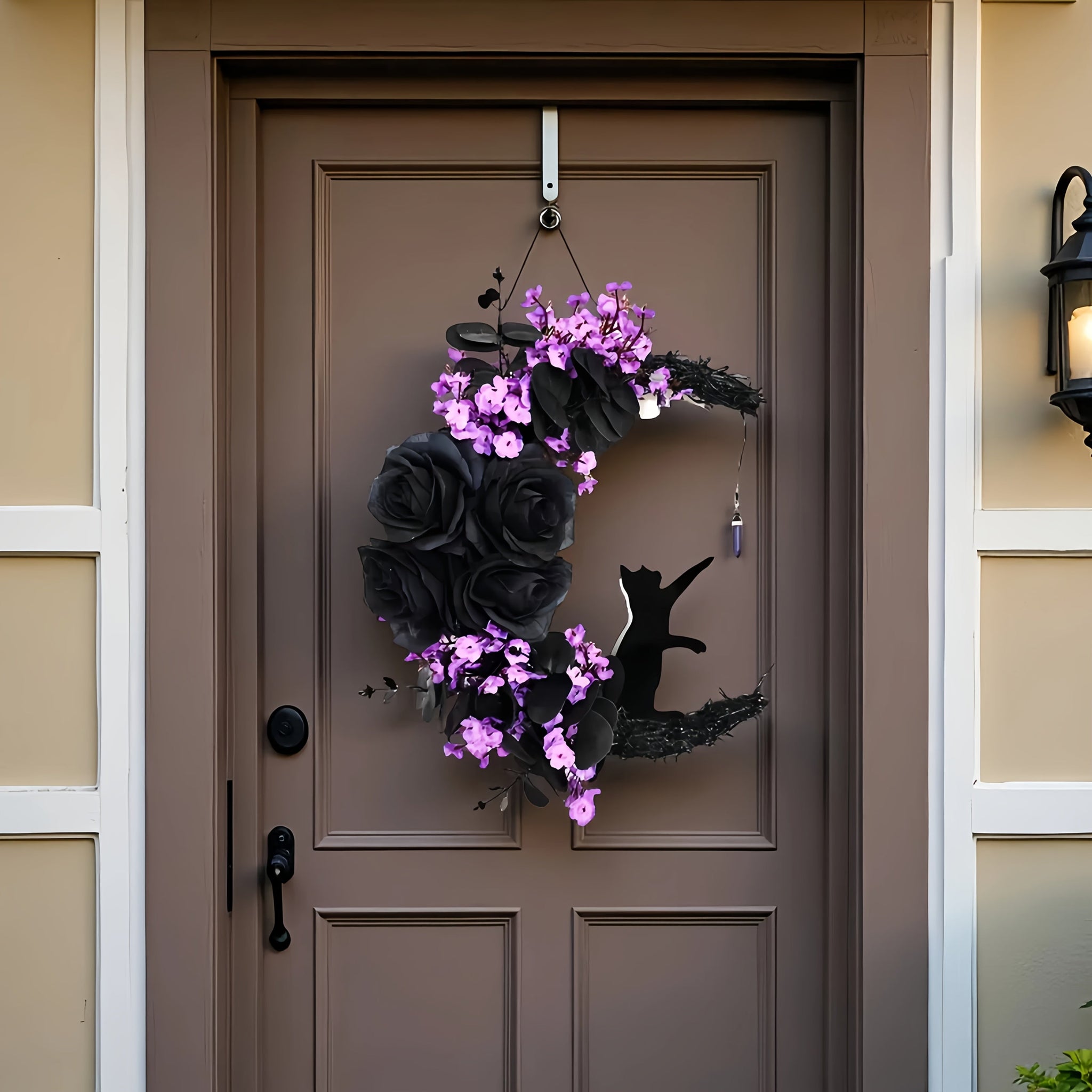 Halloween Black Cat Crescent Moon Wreath Occasions > Christmas > Christmas Wreaths & Garlands - Tophatter Daily Deals