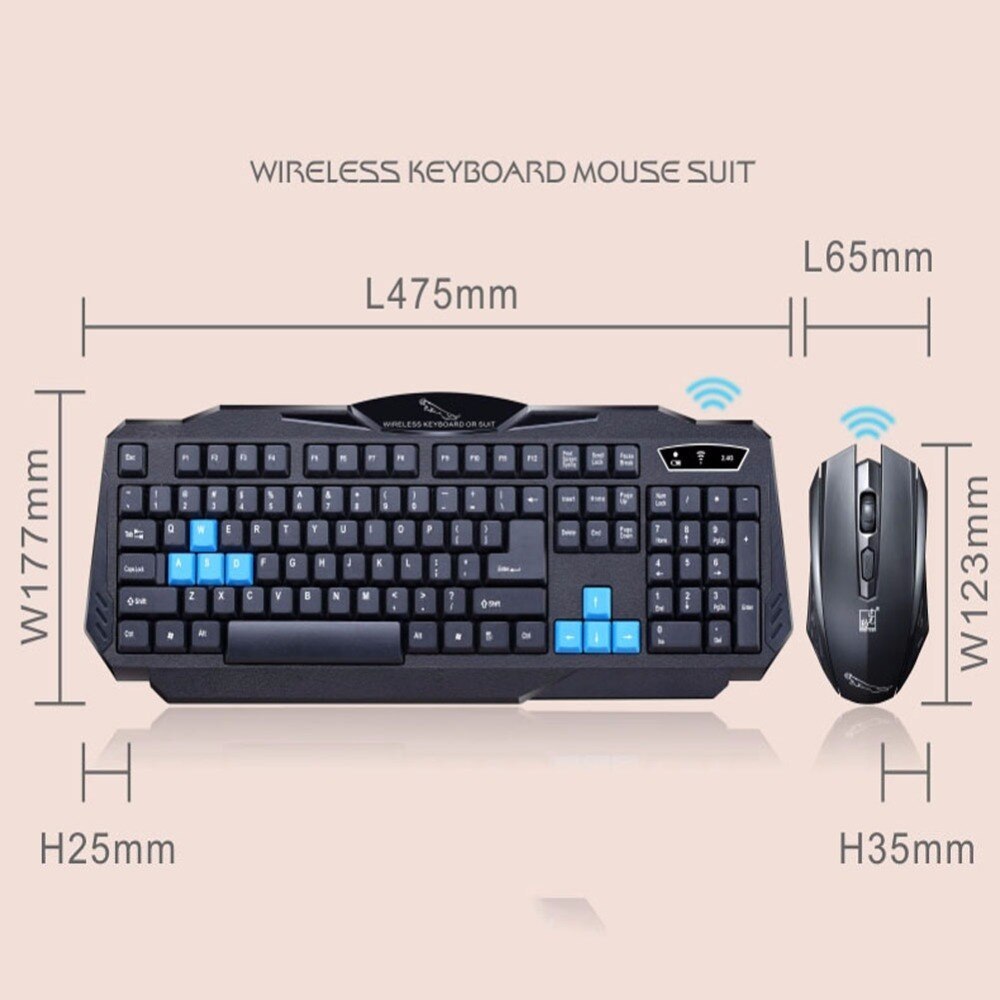 1 Set Of Durable Fashion Colorful Ergonomical Designed Wireless Black Keyboard Mouse Combos For Office & Home Computer Gam 0 - Tophatter Daily Deals