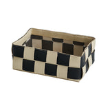 Black And White Hand Woven Storage Basket PU Black color blocking S 0 - Tophatter Daily Deals