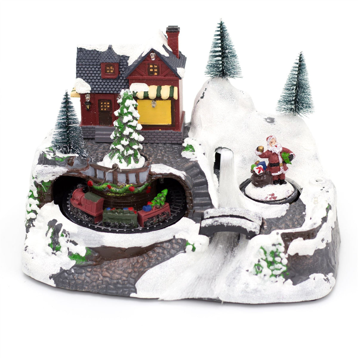 Christmas Scene With Moving Train Xmas Model Village | Light Up LED Animated Christmas Village Ornament | Design Varies One Supplied Model Village - Tophatter Daily Deals