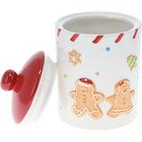 Ceramic Gingerbread Christmas Storage Jar | Biscuit Barrel with Lid - 18cm Jar - Tophatter Daily Deals