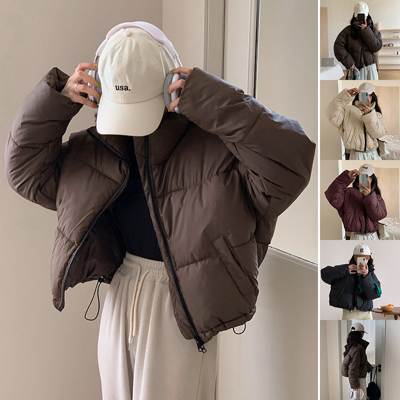 Insulating Women’s Cropped Puffer Coat - Boxy Polyester 3D Changing Face Moving Picture Frame - Tophatter Daily Deals
