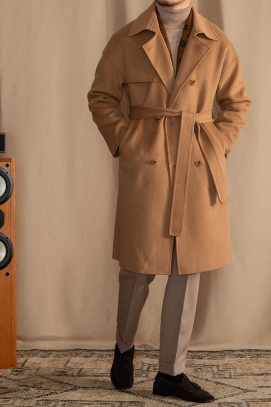 Warm Mens Mid-Length Coat - Drop Shoulder, Wool, Winter 3D Changing Face Moving Picture Frame - Tophatter Daily Deals