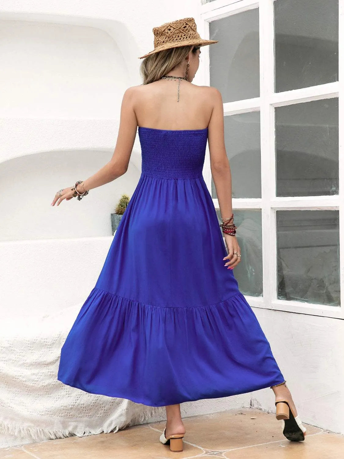 Smocked Printed Tube Midi Dress Casual Dresses - Tophatter Daily Deals