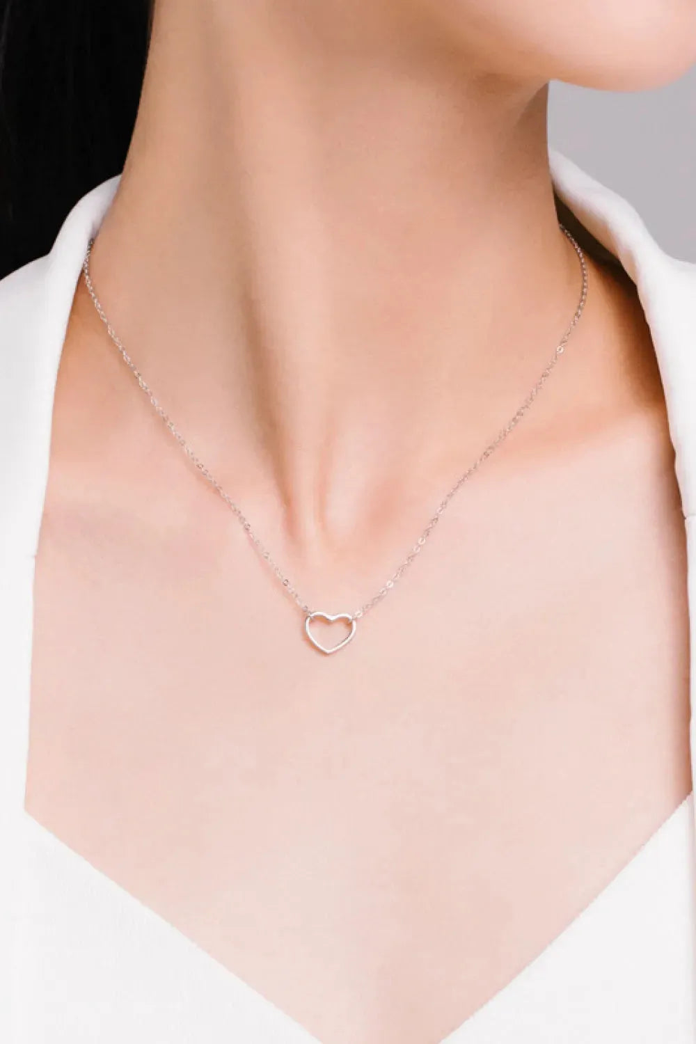 925 Sterling Silver Heart Shape Pendant Necklace Necklaces - Tophatter Daily Deals
