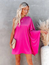 Single Shoulder Kimono Sleeve Mini Dress Casual Dresses - Tophatter Daily Deals