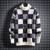Warm Mens Crew Sweater - Checked Knit, Nylon, For Winter Blue 3D Changing Face Moving Picture Frame - Tophatter Daily Deals