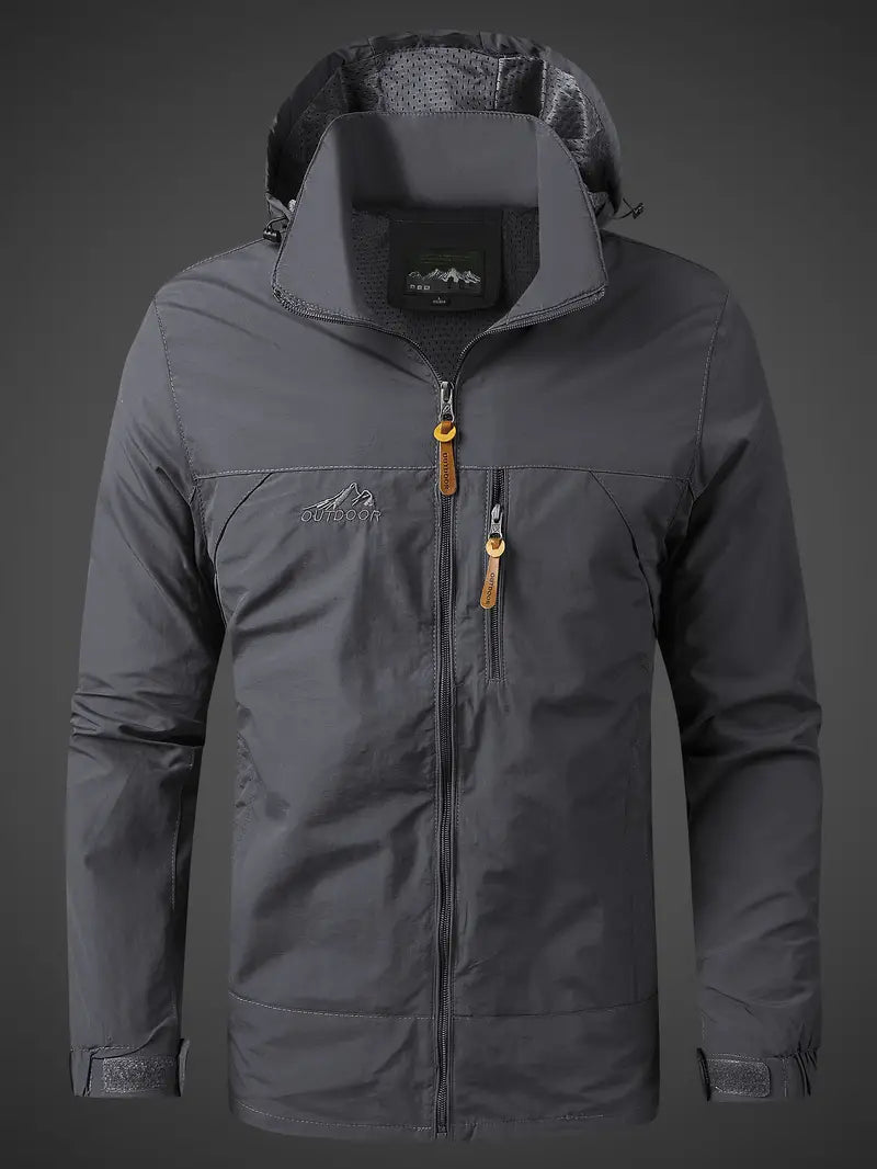Waterproof Mens Outdoor Jacket - Athletic Technical Shell Gray - Tophatter Daily Deals