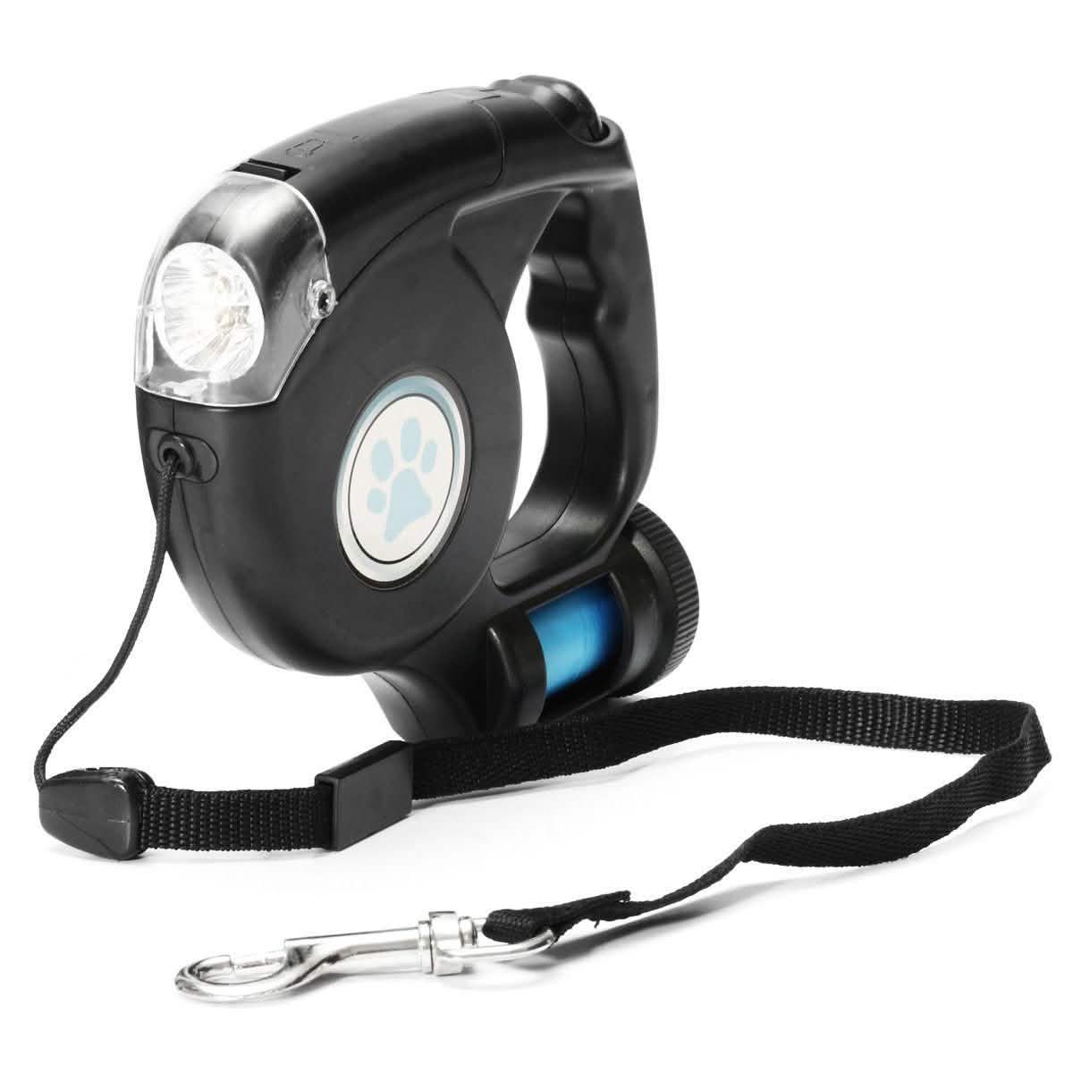 4.5M LED Flashlight Extendable Retractable Pet Dog Leash Lead with Garbage Bag Pet Leashes & Harnesses - Tophatter Daily Deals