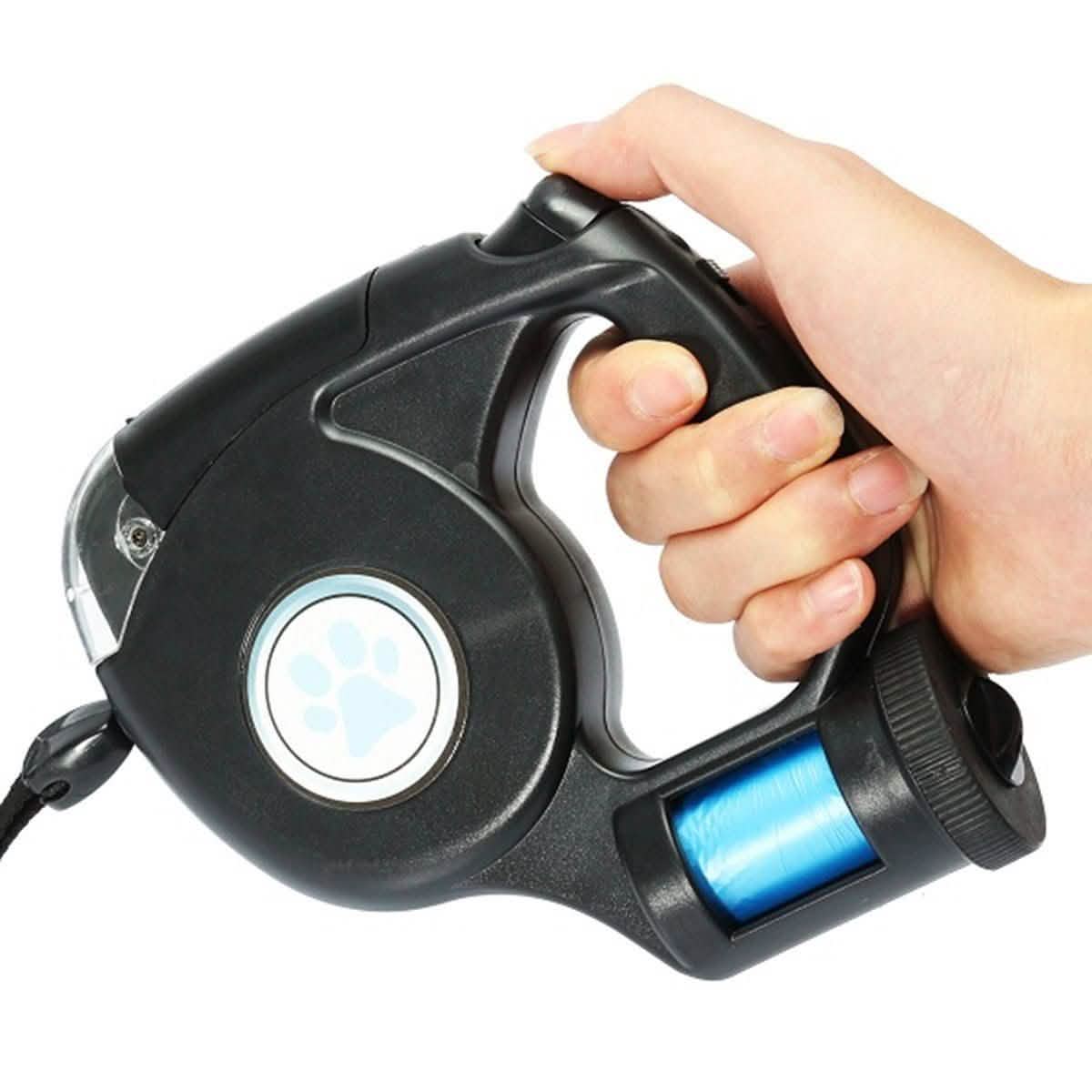 4.5M LED Flashlight Extendable Retractable Pet Dog Leash Lead with Garbage Bag Pet Leashes & Harnesses - Tophatter Daily Deals