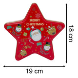 Red Star Christmas Tin Storage Boxes | Cookie Biscuit Tin Star Gift Box 19cm Tin - Tophatter Daily Deals