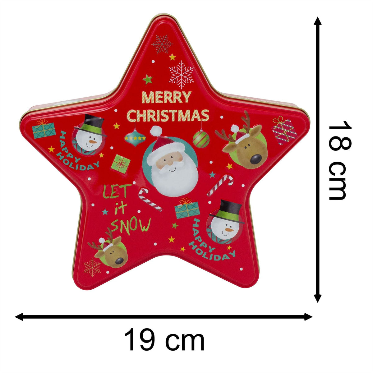 Red Star Christmas Tin Storage Boxes | Cookie Biscuit Tin Star Gift Box 19cm Tin - Tophatter Daily Deals