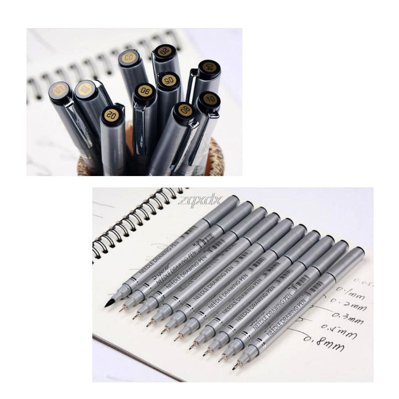 10 Tip Sizes Micron Neelde Drawing Pen Waterproof Pigment Fi 0 - Tophatter Daily Deals
