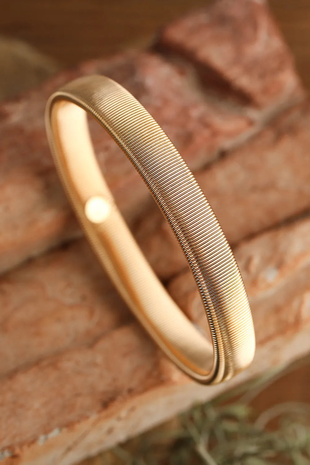 Gold Stretchy Metal Wide Bangle Bracelets - Tophatter Daily Deals