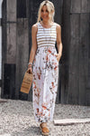 Striped Floral Round Neck Sleeveless Maxi Dress Casual Dresses - Tophatter Daily Deals