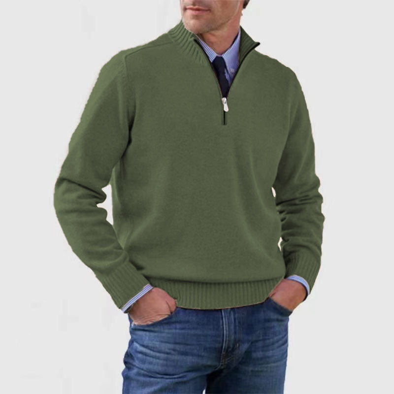Soft Men's Stand Collar Sweater - Slim Fit, Acrylic Army Green 3D Changing Face Moving Picture Frame - Tophatter Daily Deals