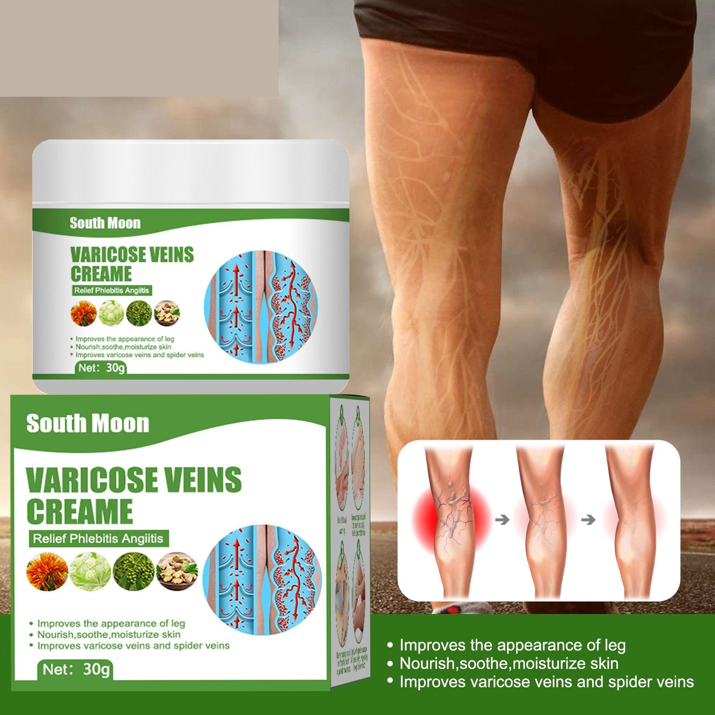 Blue Veins Bulging Pain Relief Leg Massage Cream 0 - Tophatter Daily Deals