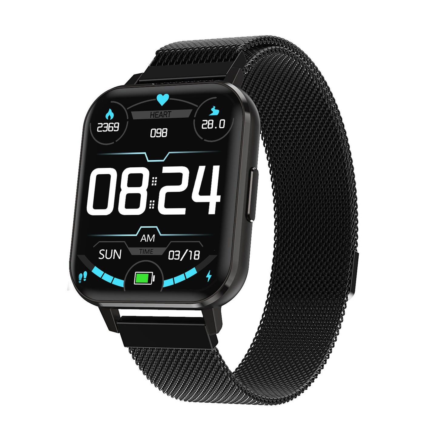 Blood pressure step smart Watch Black steel 0 - Tophatter Daily Deals