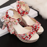 Bohemian high heel sandals Red 0 - Tophatter Daily Deals