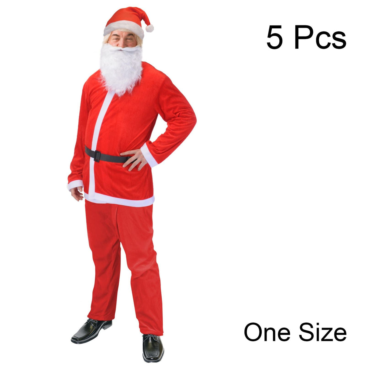 Christmas Santa Costume 5 Piece Father Christmas Outfit | Red And White Santa Claus Costume Fancy Dress Adult | Santa Suit For Adults Christmas Costume Fancy Dress - Tophatter Daily Deals