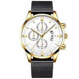 Mens Business Luxury Watches For Men Mesh Band Quartz Watch White gold Watches - Tophatter Daily Deals