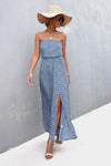 Strapless Split Maxi Dress Casual Dresses - Tophatter Daily Deals