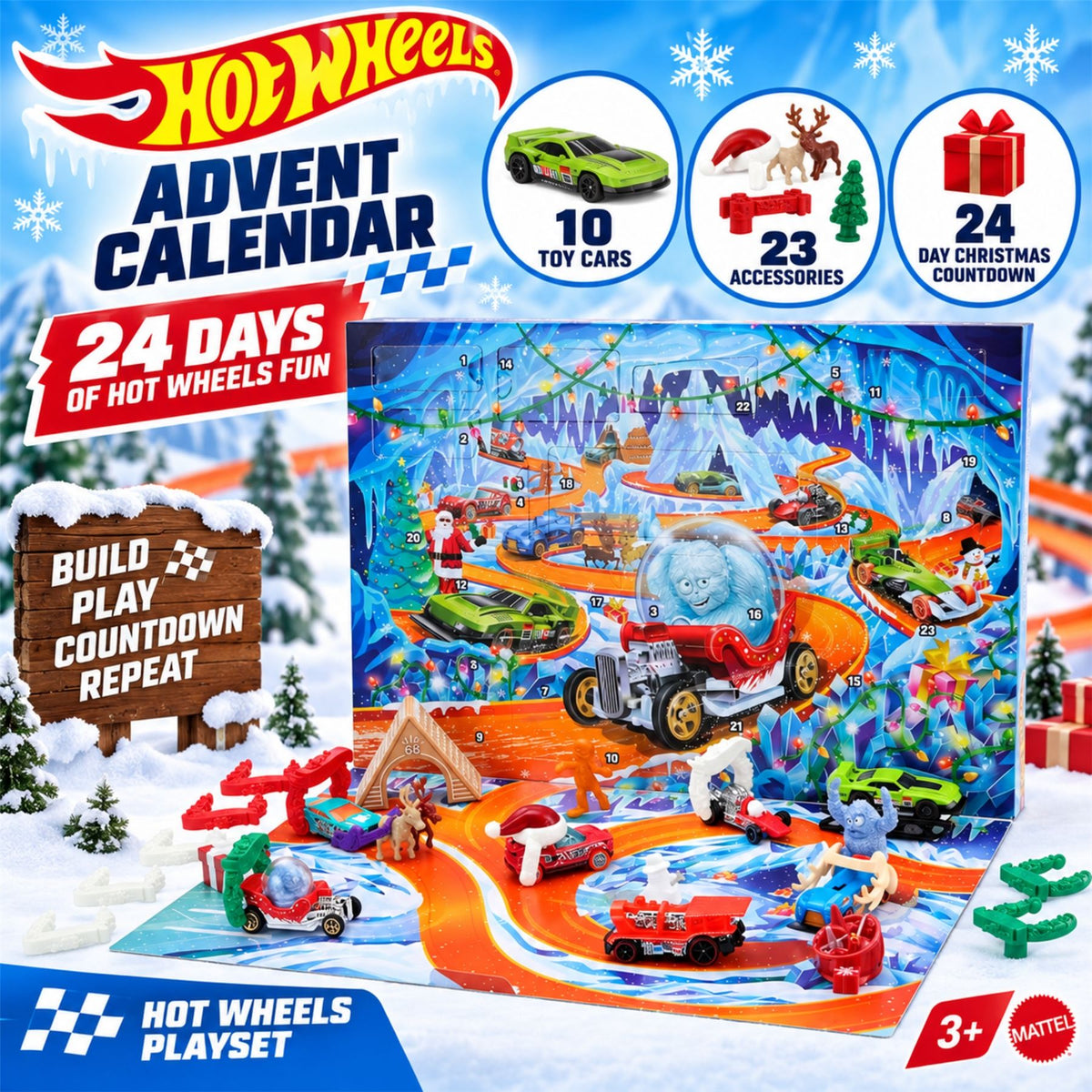 Hot Wheels Mini Cars & Accessories Toy Advent Calendar 2026, 10 Cars Playset Advent Calendar - Tophatter Daily Deals