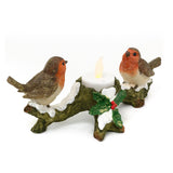 Winter Robins Christmas Tealight Holder | Festive Holly Candle Holder - 21cm Candle Holder - Tophatter Daily Deals