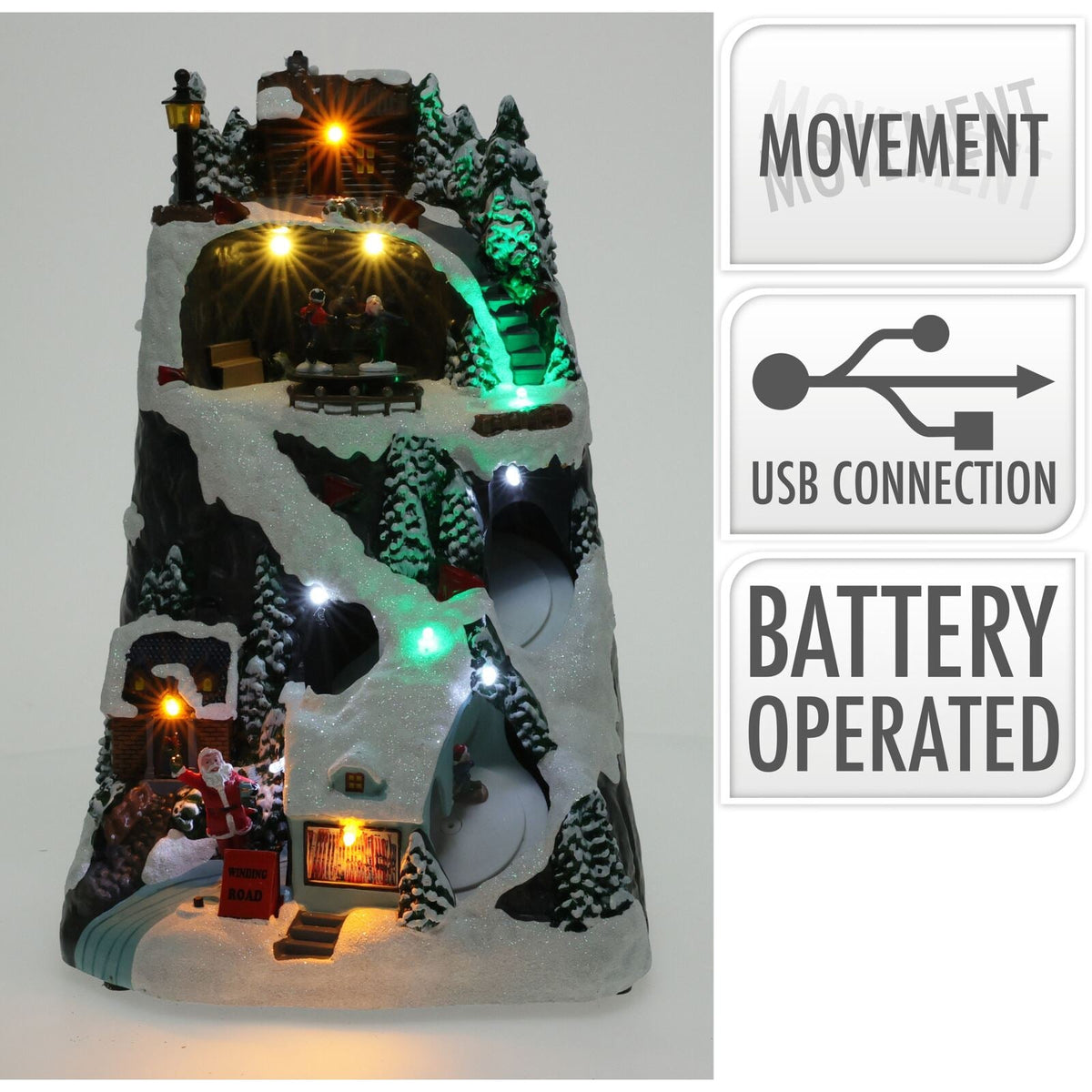 LED Ski Slope | Illuminated LED Christmas Ornament with Movement - 30cm LED Light - Tophatter Daily Deals