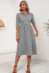 Plaid Collared Neck Midi Dress Casual Dresses - Tophatter Daily Deals