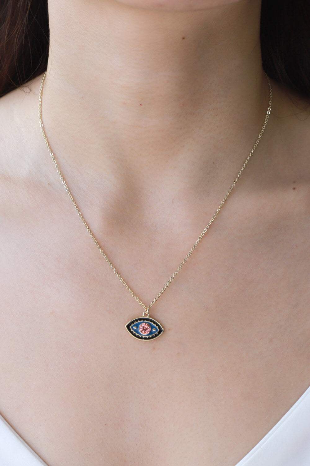 Evil Eye Pendant Gold Plated Chain Necklace Necklaces - Tophatter Daily Deals