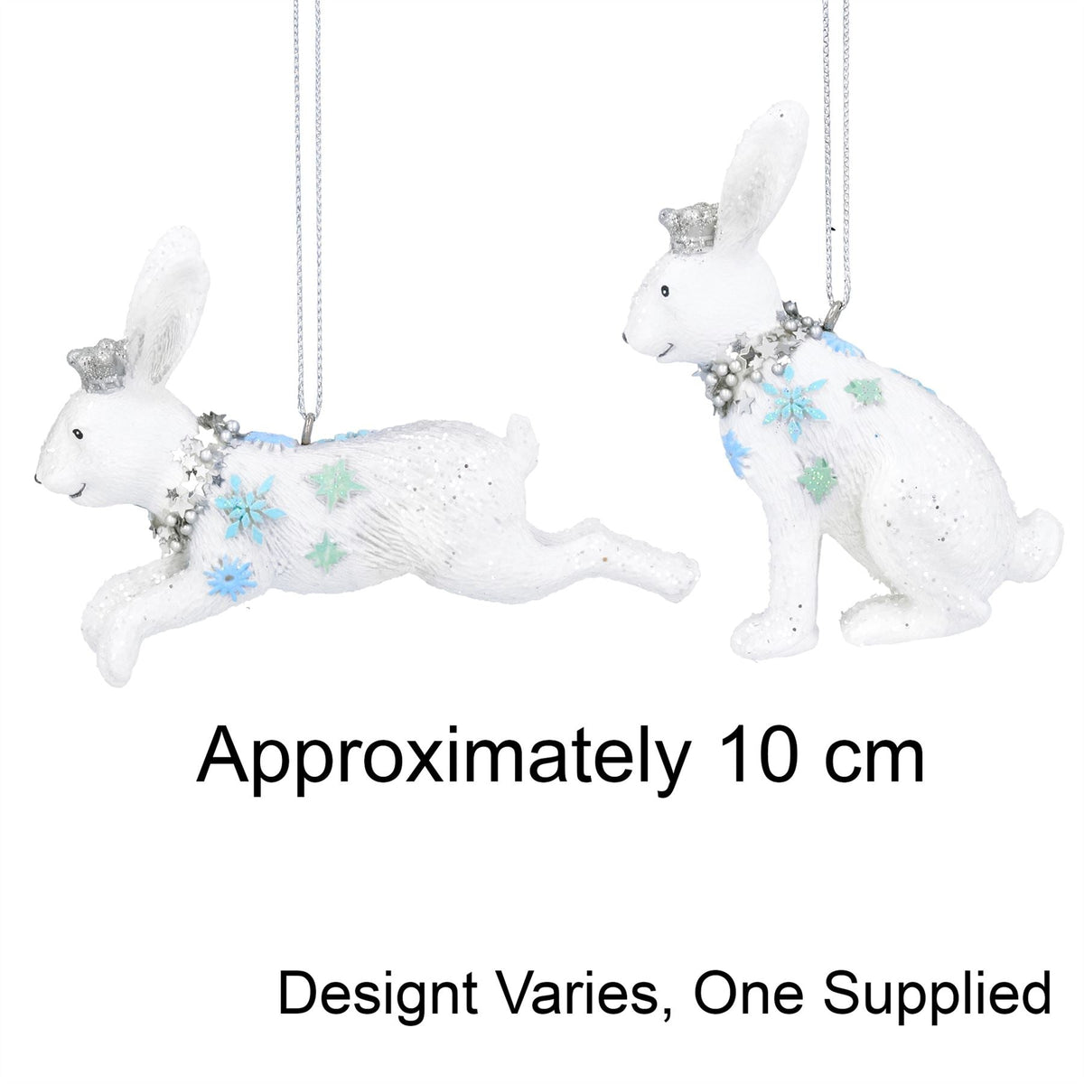 White Hare Christmas Tree Bauble | Resin Rabbit Christmas Tree Ornament - 10cm Baubles - Tophatter Daily Deals
