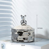 Bear Cookie Shape Relief Ceramic Ashtray Silver Black White Dots 0 - Tophatter Daily Deals